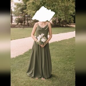Davids Bridal Cowl Neck Chiffon Dress